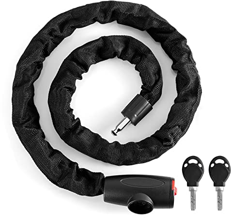 Meisax 120cm Fahrradschloss Hohe Sicherheit, Kettenschloss Fahrrad aus 6mm gehärtetem Stahl, Fahrradschloss Lang mit 2 Schlüsseln, Fahrradschloss Kinder für Fahrräder, Motorräder, Roller, E-Bike