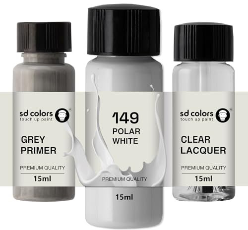 SD COLORS Peinture de retouche - Blanc polaire 149/9149 Weiss - 15 ML (peinture + apprêt + laque)