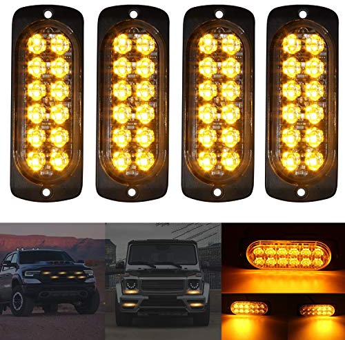 auvstar 4pcs 12-24V LED Stroboscopique Voiture Ampoule Led Voiture Orange Lumineux Feux éclairage Remorque Clignotant Strobe Lights Balise Clignotante de Sécurité Pour Voiture Utilitaire (jaune)