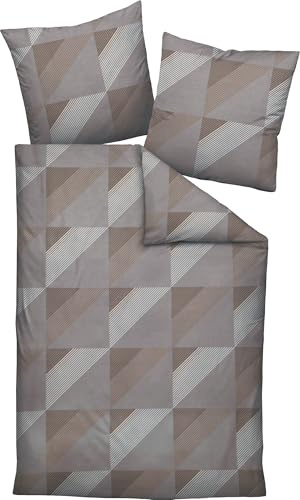 Janine Mako-Satin-Bettwäsche J.D. 155x220 cm + 80x80 cm Taupe