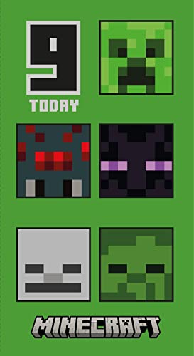 Danilo Promotions Limited Minecraft - Tarjeta de cumpleaños de 9 años, tarjeta de cumpleaños 9, tarjeta de cumpleaños reciclable, amigable con el clima, tarjeta de cumpleaños con licencia oficial,