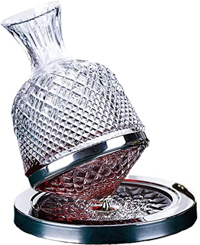 EMEBAY – Decantador de cristal de rotación de 360°, jarra de decantador de cristal de 1,5 L, aireador de vino tinto, conjunto de jarra de vino, pequeña jarra de vino con caja de regalo