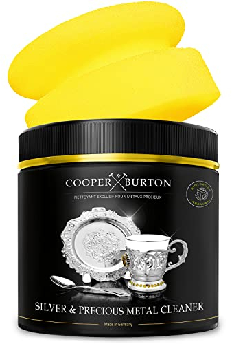Kit économique nettoyant pour bijoux argentés et or + éponge | Nettoyant pour bijoux en argent pour le nettoyage et l'entretien des bijoux, chaînes, couverts et tous les métaux précieux COOPER &