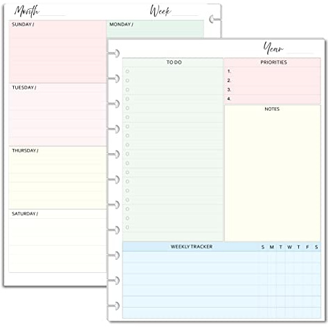 Undated Weekly Planner Inserts fits 11-Disc Letter Size. Fits; TUL Letter, Staples ARC Notebook, Levenger Circa, NOTIQ Letra 11-Disc (XL1), Marta Stewart (11 Disc, Letter)