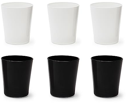 Excelsa Portofino Set 6 Bicchieri, Bianco/Nero, 30 Cl., Vetro Soffiato