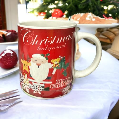 GMM Tazza Natalizia Mug, Tazza Mug a Tema Natale, Tazza Idea Regalo in Ceramica (Babbo con Renna)