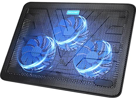 TECKNET Ventola di raffreddamento per computer portatile con dispositivo di raffreddamento a 3 ventole con LED e 2 porte USB 12-17per laptop - Bianco