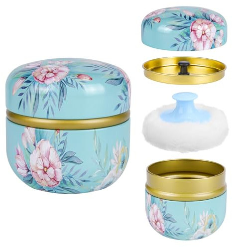 Yokilly Babypuder Dose Mit Puderquaste: Baby Puder Koffer Mit Powder Puff für Körperpuder - Zu Hause und Reisen Geeignet Puderdose für Talkum Puder und Lose Puder（Grün）(Pulver Nicht Einschließen)