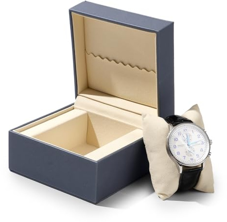 Papten Boîte À Montres En Cuir, Étui De Rangement Pour Montres Connectées Et Montres-bracelets, Avec Coussin Pour Montre Et Compartiment Pour Cartes Cadeaux. Idéal Comme Cadeau (bleu)