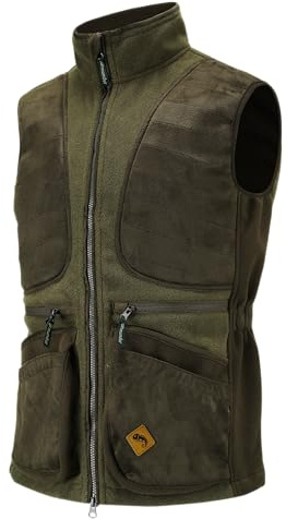 Full mundur Fleece Shooting Vest Hunting Vest Breathable Dog Training Vest Outdoor Vest with Multiple Pockets Pet Trainer for Men, Melange Green, S