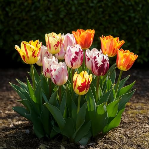 Green boutiQ - Bulbes de fleurs - Mélange de tulipes Flaming Beauty - Couleurs variées - 15 pièces - Taille de bulbe 11/12 - Pack XXL