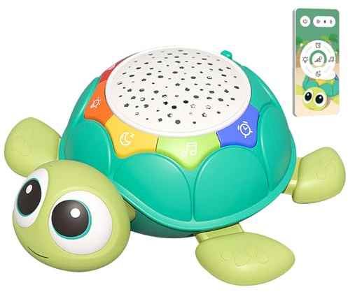 Vistnale Giocattoli per Bambini 6-12 Mesi, Giocattoli per Bambini 6-12 Mesi Proiettore Tartaruga Gattonare sulla Pancia Divertente Gattonare con Luce e Suono Rilassante Musicale Educativo per Bambin