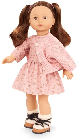 Götz 2690345 Precious Day Girl Elisabeth Millefleur poupée 46 cm Debout | 6 pièces, dès 3 ans, cheveux bruns, yeux dormeurs bruns, robe fleurie, à coiffer, corps souple