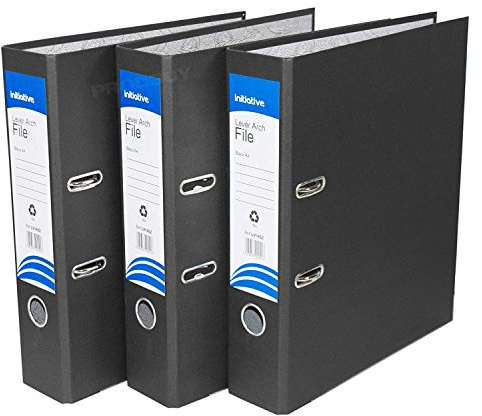 [Pack of 5] Black A4 Lever Arch Files 70mm Paper Storage Archive Legal Document Folders