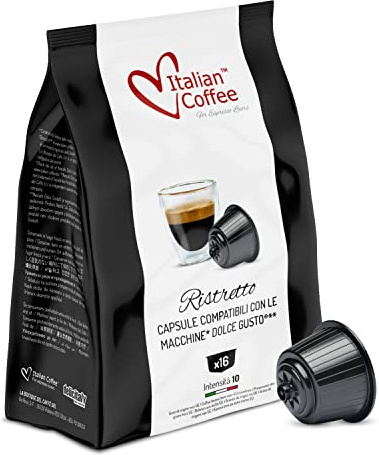 Italian Coffee Capsules Compatible with Nescafe Dolce Gusto Machines, Espresso pods (one zise large, Ristretto)