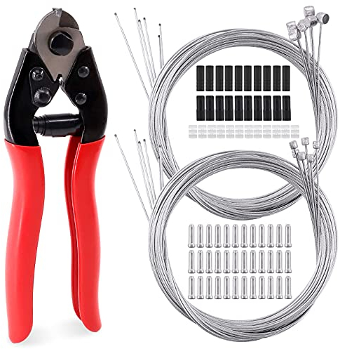 Glarks 81 Stück Edelstahl Fahrrad Kabelschneider und Fahrrad Bremskabel Schaltkabel mit Endkappen, O-Ringe Set für Mountainbike, Rennrad