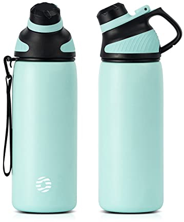 Fjbottle Botella de agua de acero inoxidable de 600 ml/800 ml/1 L con tapa magnética, botella de agua aislada sin BPA, botella de agua de metal deportiva, bebidas frías y calientes, trabajo, viajes