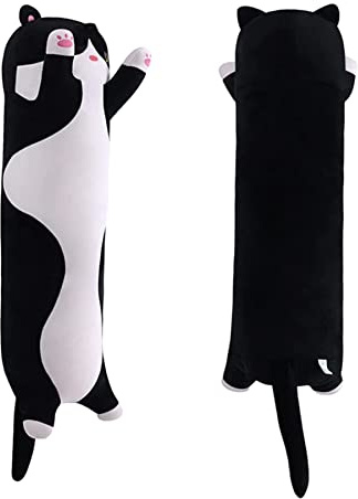 SNOWOLF Coussin Doux en Peluche pour Chat Douillet Peluche Jouet Peluche Cadeau (Noir, 50 cm)