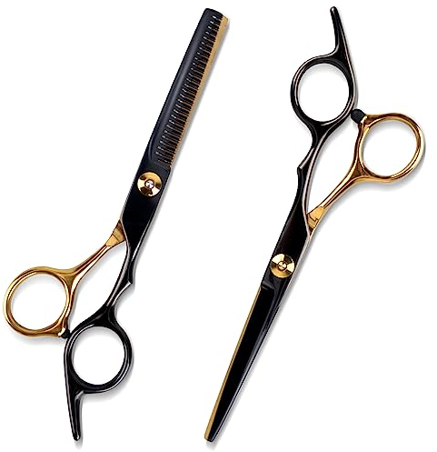 RUCUDIM set di forbici da parrucchiere professionali, forbici per sfoltire extra affilate, forbici per tagliare i capelli in acciaio inossidabile, forbici per barba professionali antiruggine