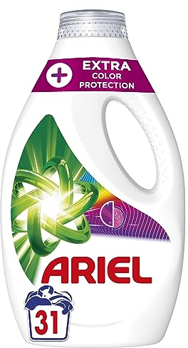 Ariel Lessive Liquide, 124 Lavages (4x31 lavages, Nettoyage impeccable et protection de la couleur, Technologie de rajeunissement des fibres