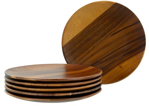 CreaTable, 21578, Série Acacia - Nature Collection, set de vaisselle 6 pièces, set d'assiettes en bois