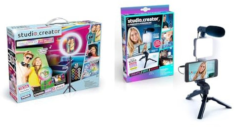 Video Maker Kit LED Deluxe, 5m LED Light Strip, LED Ring Light + Tripod, XL Green Screen & Studio Creator Podcast and Vlogging Kit, Phone Holder, LED Light