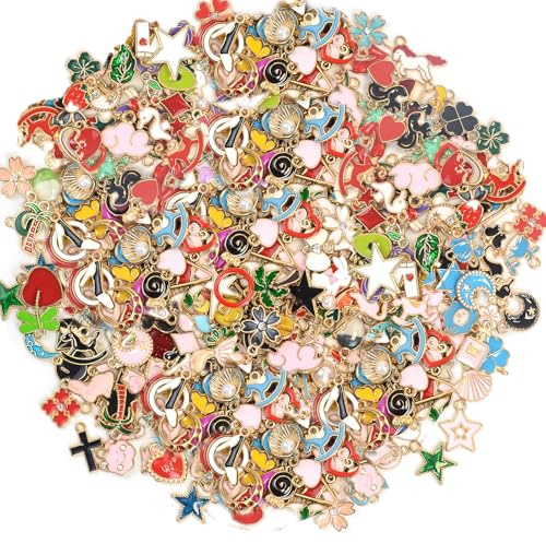 Set di 300 ciondoli in metallo placcati in oro, piccoli ciondoli a forma di cuore, accessori per bracciali, collane e orecchini, decorazioni per borse e progetti fai da te