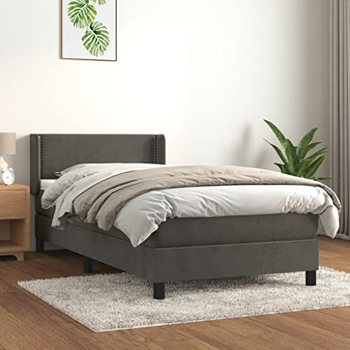 qohoio Boxspringbett mit Matratze Dunkelgrau 100x200 cm Bett Boxspringbett Bett Mit Matratze Polsterbett Schlafzimmer MöBel Samt - 3130884