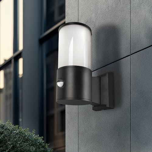 Miratic Aplique Pared Exterior IP54 - Luminaria Exterior E27 Negra Moderna para Jardín Terraza Balcón Resistente al Agua y Polvo (con sensor de movimiento)