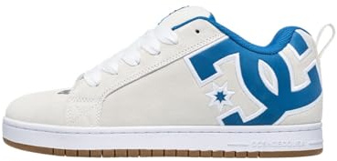 DC Shoes Court Graffik - Sneakers in pelle da uomo, Bianco Grigio, 44.5 EU