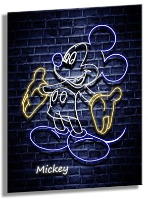 Generico Quadro Canvas, Stampa su tela - Topolino al Neon, Un'interpretazione moderna e luminosa dell'iconico Topolino, colori brillanti, un regalo perfetto.