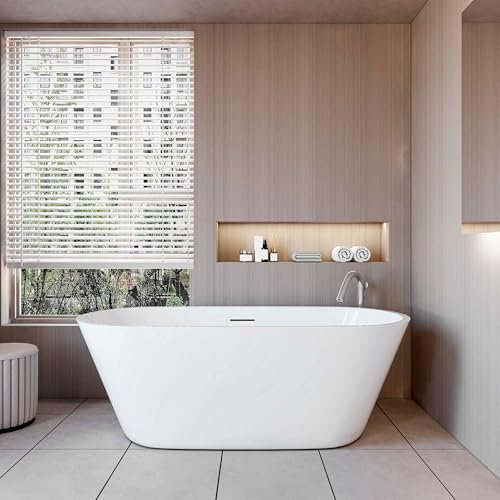 Simple Bathrooms Double Ended White Acrylic Shower Bathtub Freestanding Modern Style - 1700x800mm