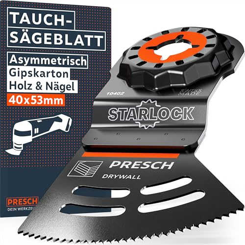Presch Cuchilla Multiherramienta Segmentado Cartón-Yeso 40×32mm - Hoja Starlock para sustitución sin herramientas - Corte preciso con diseño Dual-Tec asimétrico - Accesorio Multiherramienta
