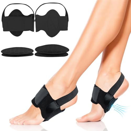 lafo Fotvalvsband 2-i-1 set för plantar fasciit – justerbart och ventilerande fotvalvsstöd med smärtlindring – för plattfötter/höga fotvalv hos kvinnor och män