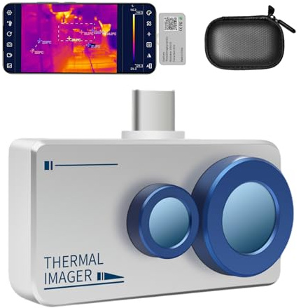 Värmekamera HP-H2F6B 640 × 480 visuell och högupplöst dubbelspektrum värmekamera för Android, stort temperaturområde på 5°F ~ 1022°F, syn/IR-fusionsläge, USB-C telefontermometer