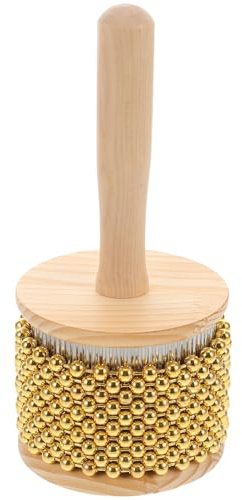 Toyvian Cabasa De Madera Instrumento Musical Shaker Con Cuentas Metálicas Instrumentos Africanos Para Jazz y Música Del Para Sesiones De Percusión y Acompañamiento Musical