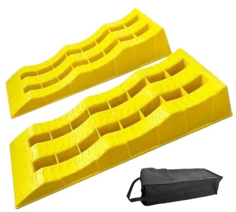 Cuña estabilizadora para autocaravanas 2 rampas niveladoras for vehículos recreativos, Antideslizantes, for neumáticos de autocaravanas, calzos for Ruedas y Bloques niveladores(Yellow)