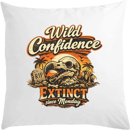 Vintage Wild Confidence utrotad fågel design vit kudde 40 x 40 cm med fyllning vit