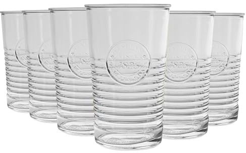 Bormioli Rocco Officina 1825 Highball Verres Set - Cocktail Vintage Verre Coupe Italienne Gobelets - 475ml - Lot de 6