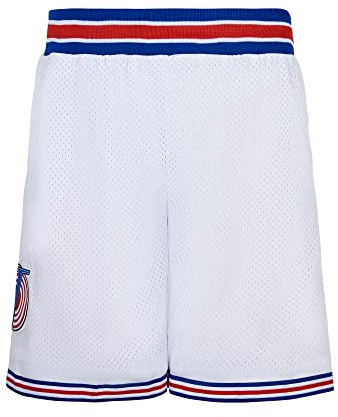 BOROLIN Mens Basketball Shorts Moive 90s Sports Pants with Two Pockets, White, Medium