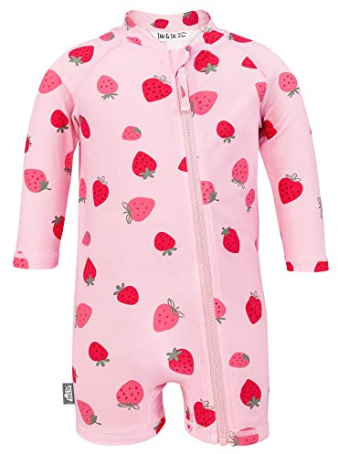 JAN & JUL Bañador de una pieza con protección UV para niños y niñas, Fresa rosa., 12-18 meses