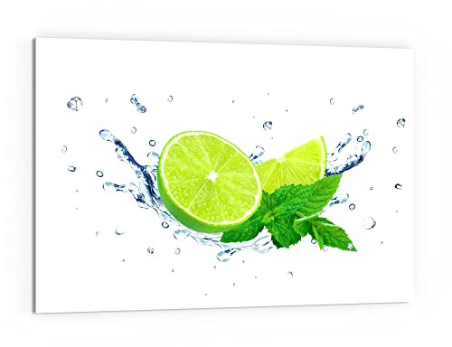 DEQORI Küchenrückwand Glas | Motiv Limette fällt ins Wasser | 60x40 cm | Bad- oder Herd-Rückwand | Herdblende Spritzschutz für Küche & Badezimmer | moderne Deko für Fliesenspiegel