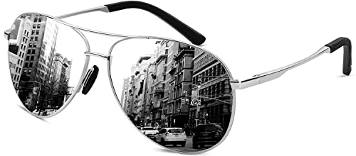 HENGOSEN Pilotenbrille Sonnenbrille Herren Damen Piloten-Polarisiert Sonnenbrille Metallrahmen Unisex Fahren Sonnenbrille mit UV400 Schutz
