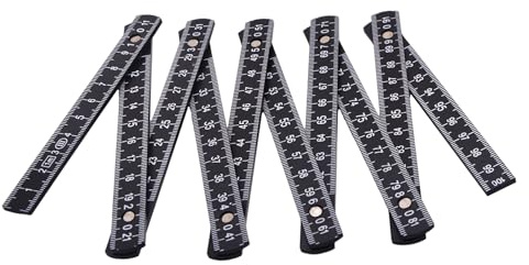 Plastic Folding Ruler 1m/3-Feet Length Black Foldable Ruler with Metric Measuring Tools for Carpenters, Linesman, Craftsman(mm Measurement, Non inches)