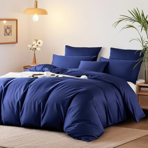 Boqingzhu Mako Satin Bettwäsche 135x200 cm Royal Blau 100% Baumwolle Lyocell Seide Bettwäsche Set mit Kissenbezug 80x80cm, Atmungsaktiv & Weich, Perfekt für Sommer und Winter