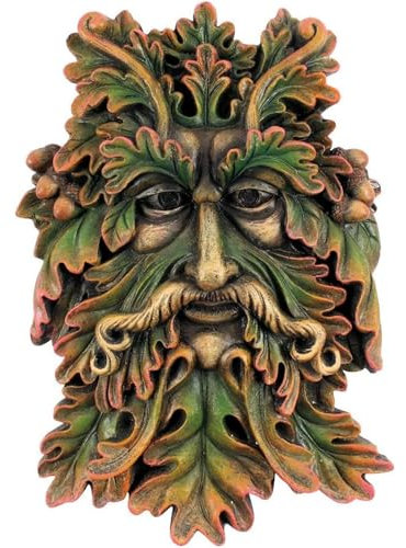 Green Man Wall Plaque – Wildwood Sage - Celtic Tree Spirit Sculpture | Garden Wall Art Ornament for Home or Outdoors