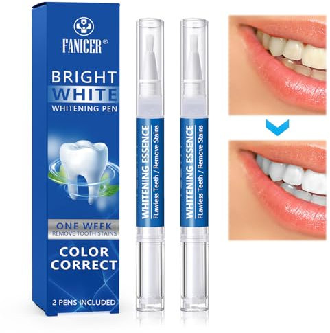 2 Stück Zähne Aufhellen Stift, Weiß Teeth Whitening Pen,Teeth whitening Gel, für Zähne Flecken Entferne Und Teeth Whitening, weissere Zähne mit Sofort-Effekt