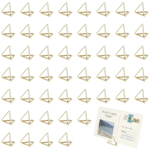 Doafoce 50 Piezas Soporte para Tarjetas Oro Oportes para Números de Mesa para Bodas Portatarjetas Porta Tarjetas Triángulo Titulares de Números de Mesa Soporte para Notas para Boda Comedor Fiesta