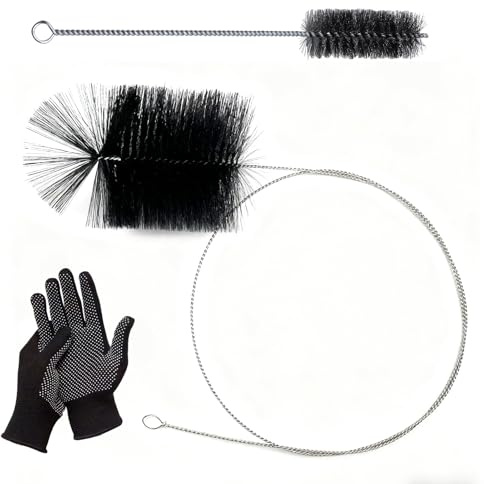 CHUANFU 3 Stück Ofenrohrbürste Set 180 mm, Kaminbesen mit Flexstange