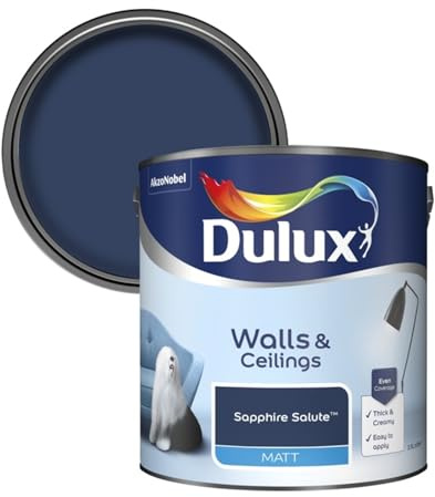 Dulux Walls & Ceilings Emulsion Paint,Soft Warm Neutral Shade, Non-Reflective Matt Surface, Even Coverage for Interior Paint for Living Rooms, Bedrooms & Ceilings (Sapphire Salute, 2.5 Liters)